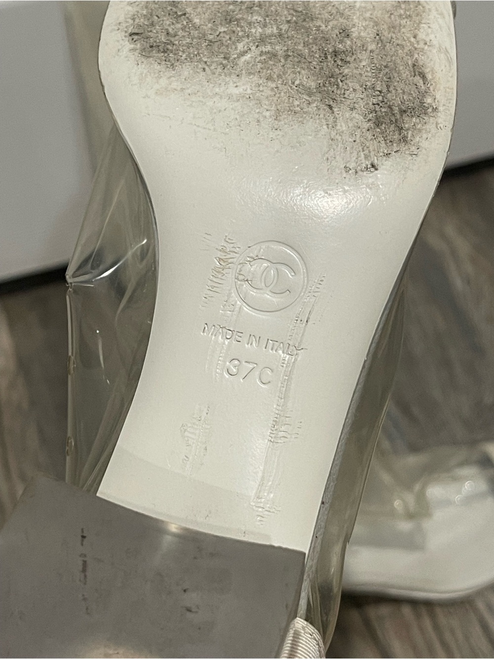 CHANEL Clear PVC Knee Boots with White Cap Toe and Heel - Picture 8 of 8